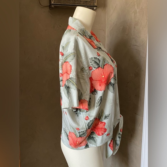 Retro 1950s HAVANA JACKS CAFE Hibiscus CROPPED Camp HAWAIIAN SHIRT with/ Tie - Picture 6 of 10